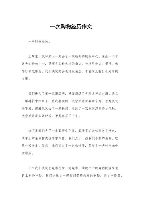 一次购物经历作文