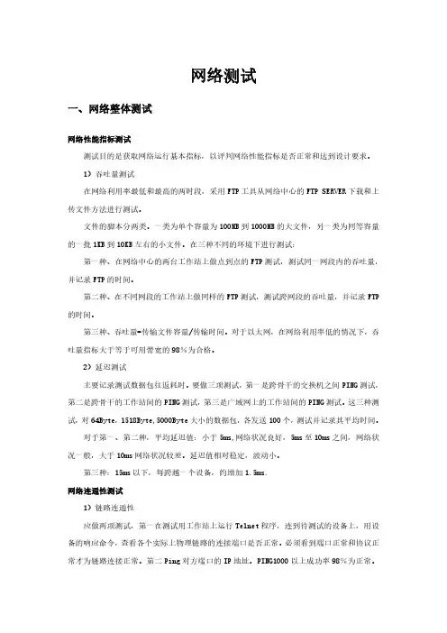 网络测试方案