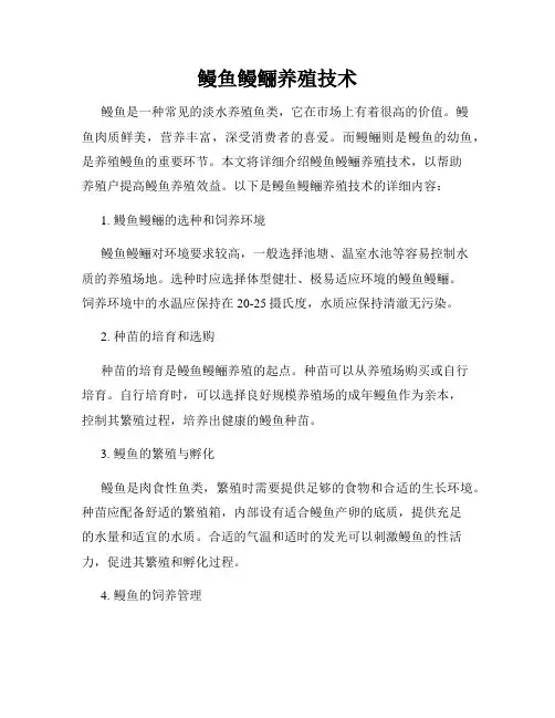 鳗鱼鳗鲡养殖技术