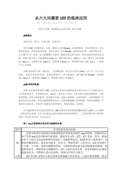 从六大问题ARB的临床应用