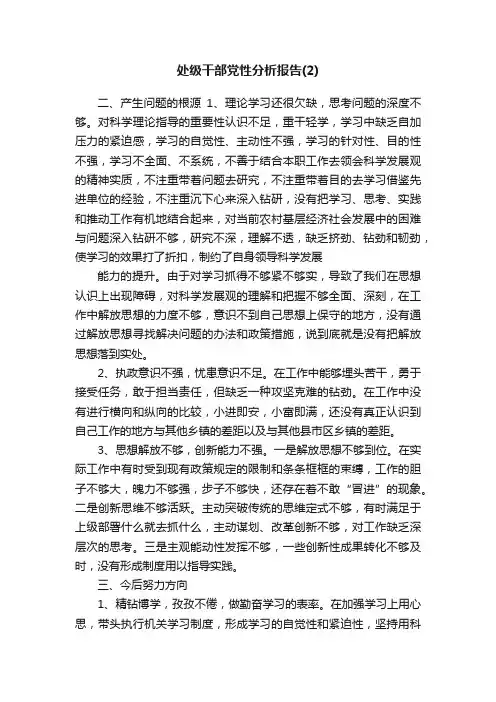 处级干部党性分析报告（2）