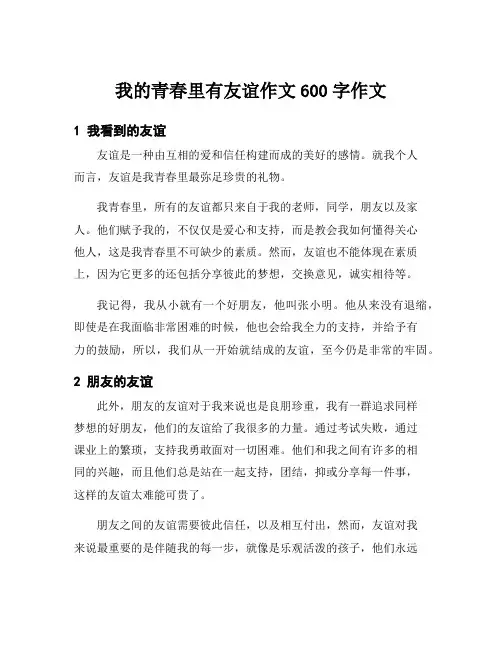 我的青春里有友谊作文600字作文
