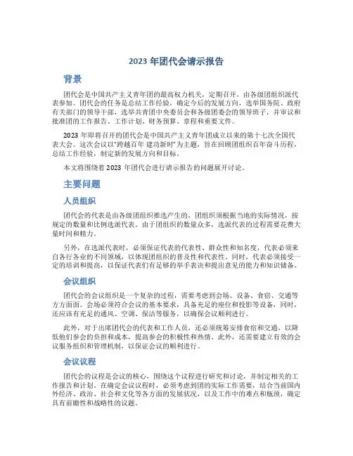 2023年团代会请示报告