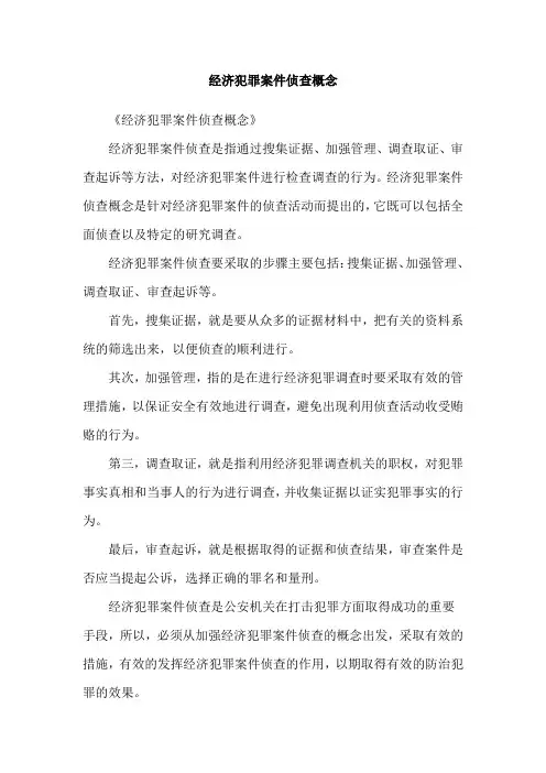 经济犯罪案件侦查概念