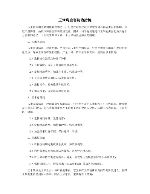 玉米病虫害防治措施