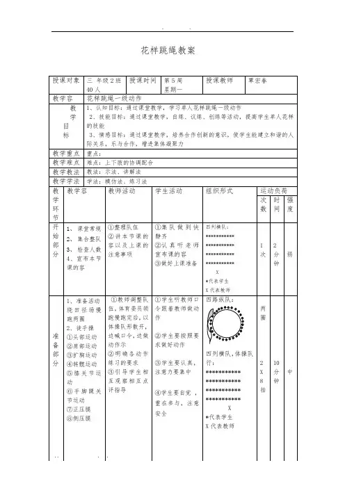 小学花样一级跳绳教(学)案