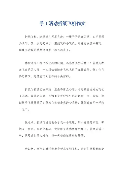 手工活动折纸飞机作文