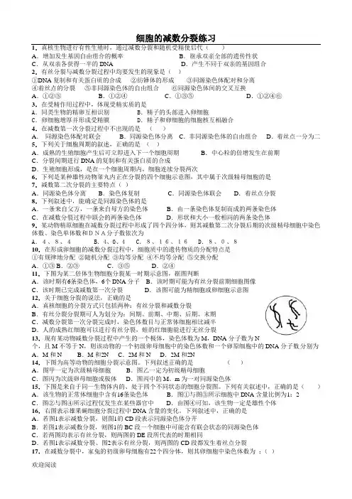 有丝、减数分裂经典习题