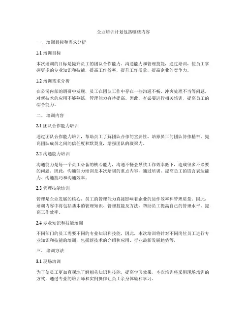 企业培训计划包括哪些内容