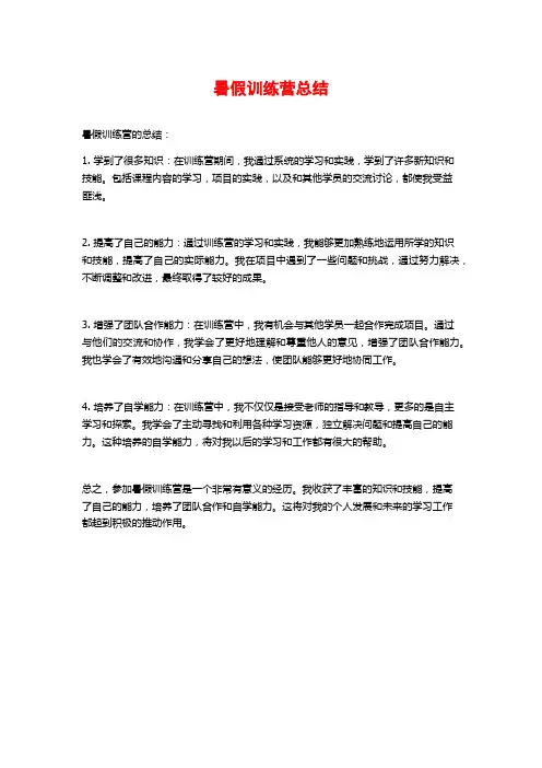 暑假训练营总结