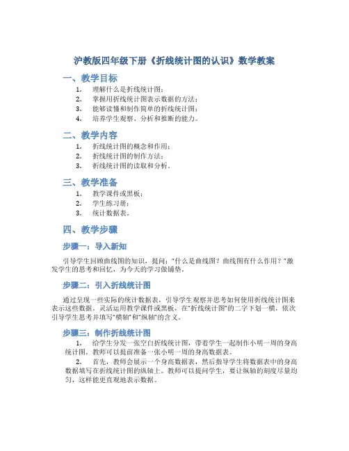 沪教版四年级下册《折线统计图的认识》数学教案