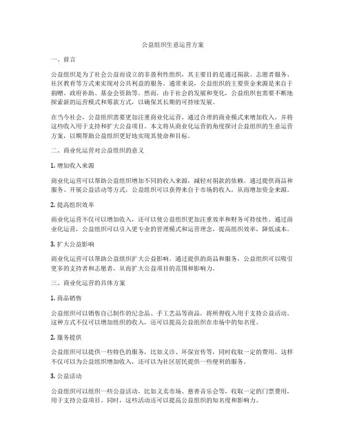 公益组织生意运营方案