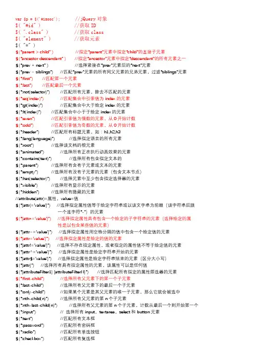 jQuery常用代码