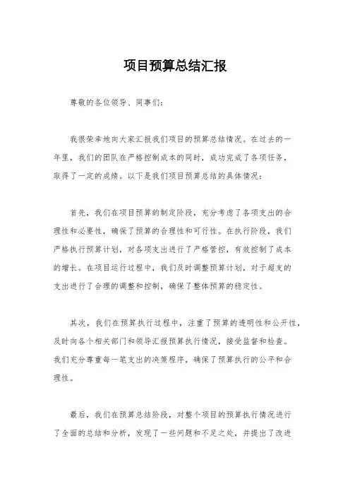 项目预算总结汇报