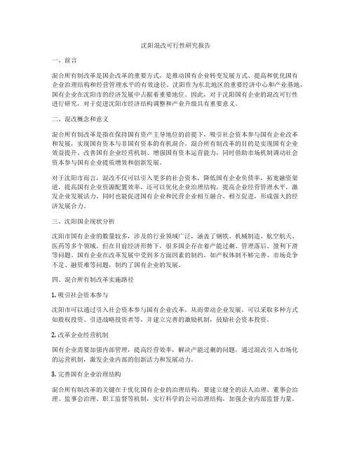 沈阳混改可行性研究报告