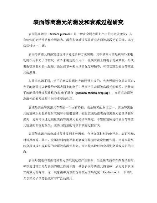 表面等离激元的激发和衰减过程研究
