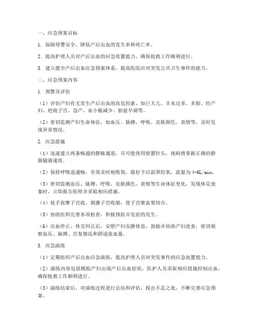 产后出血应急预案护士