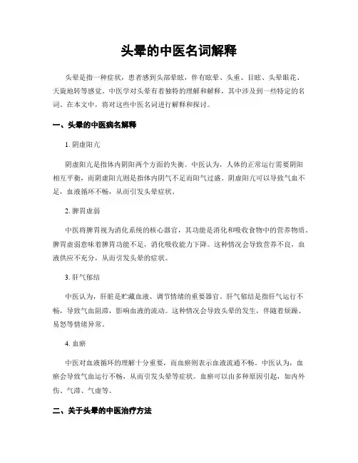 头晕的中医名词解释