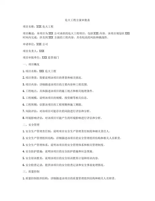危大工程方案审批表