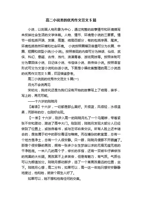 高二小说类的优秀作文范文5篇