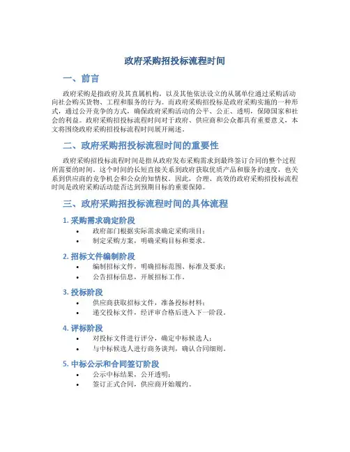 政府采购招投标流程时间