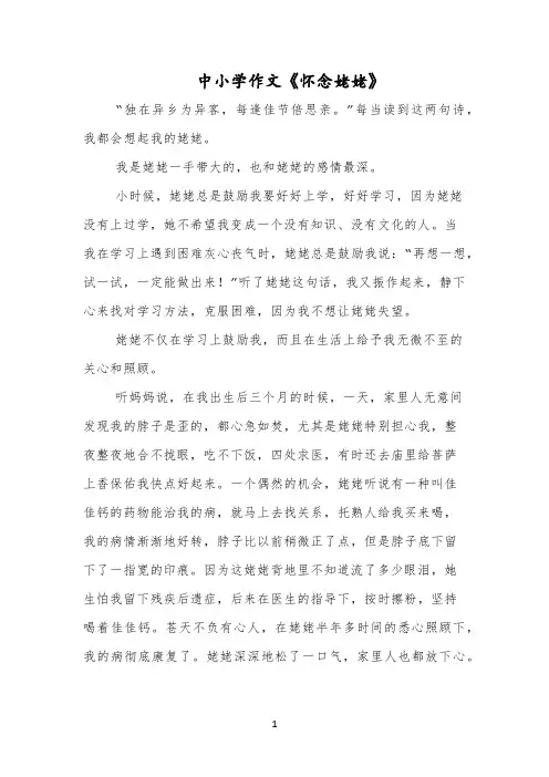 中小学作文《怀念姥姥》