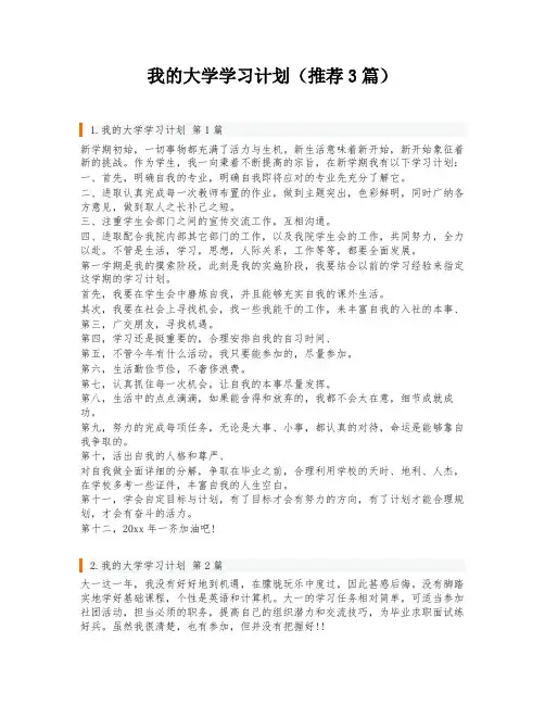 我的大学学习计划(推荐3篇)