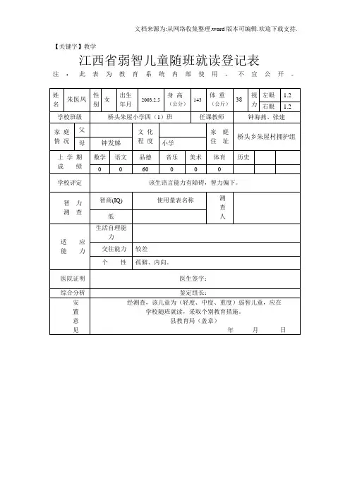 【教学】残疾儿童少年个别化教育教学计划