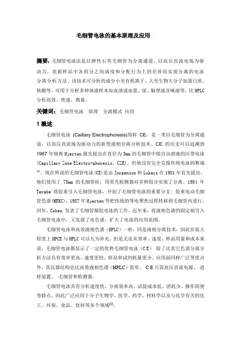 毛细管电泳的基本原理及应用