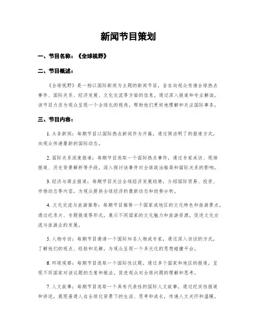 新闻节目策划