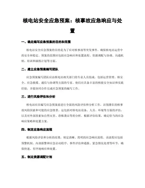 核电站安全应急预案：核事故应急响应与处置