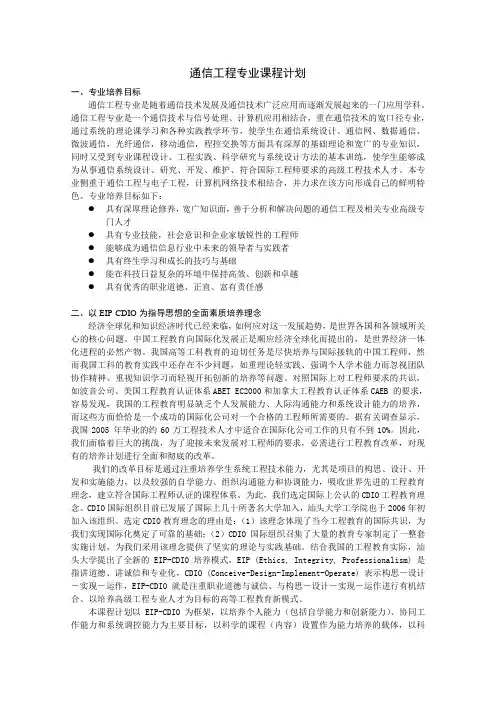 通信工程专业课程方案