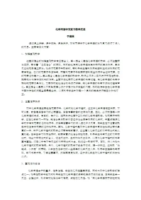 化学用语专项复习教学反思