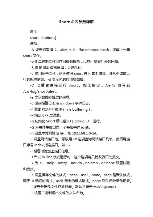 Snort命令参数详解