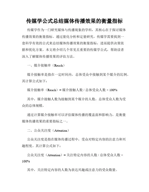 传媒学公式总结媒体传播效果的衡量指标