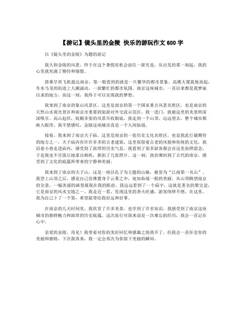 【游记】镜头里的金陵 快乐的游玩作文600字