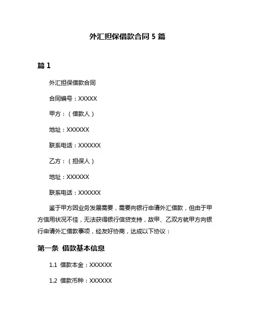 外汇担保借款合同5篇