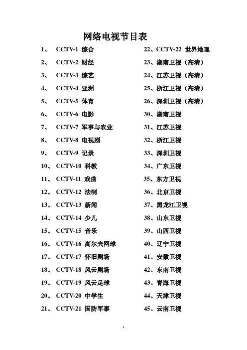 网络电视节目表