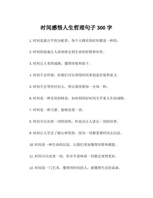 时间感悟人生哲理句子300字