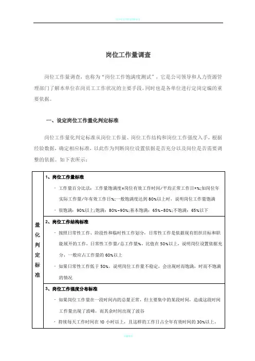 岗位工作量调查方法及调查表 4.18