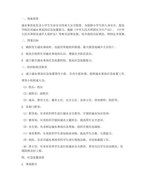 小学溺水事故应急处置预案