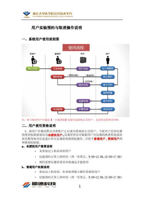 用户实验预约与取消操作说明