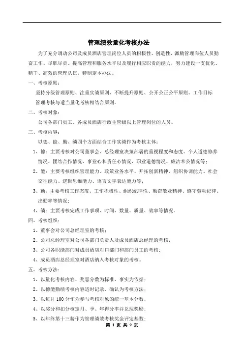 管理绩效量化考核办法