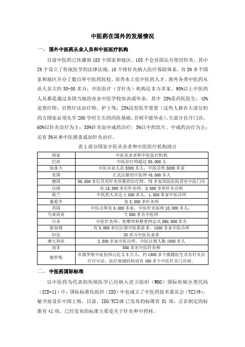 中医药在国外的发展以及ISO标准
