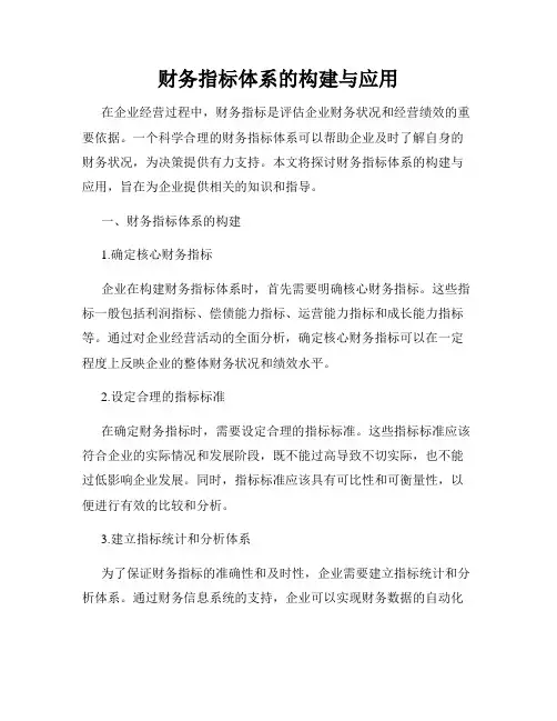 财务指标体系的构建与应用
