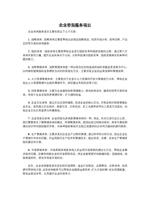 企业咨询服务项目