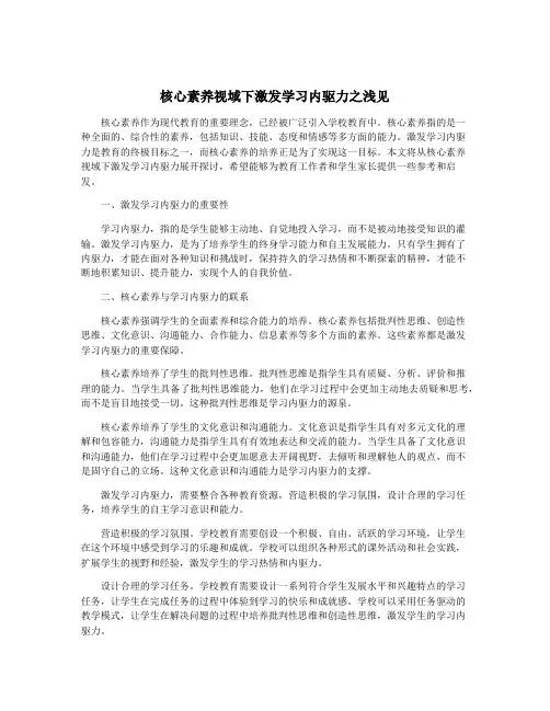 核心素养视域下激发学习内驱力之浅见