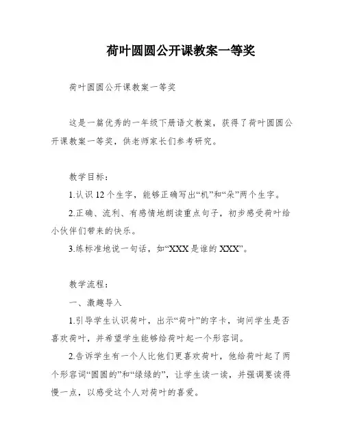 荷叶圆圆公开课教案一等奖