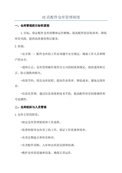 4S店配件仓库管理制度