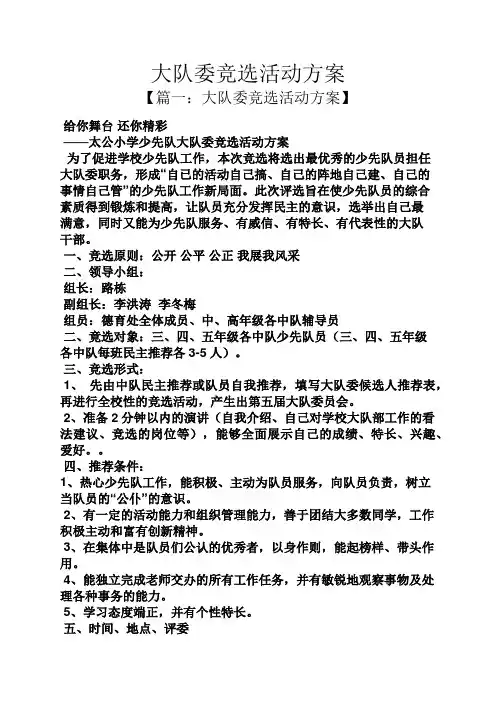 大队委竞选活动方案